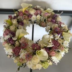 Graceful Blooms Sympathy selections Wreath White Red and Yellow